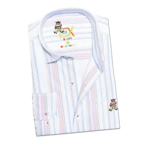 Rainbow Pinstripe FROG Button Down Shirt - Blue