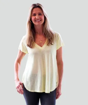 Rib Neck V-Tee Lemon Pop