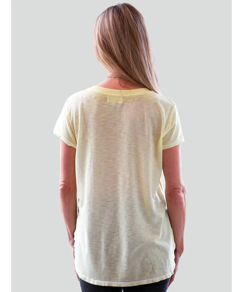 Rib Neck V-Tee Lemon Pop