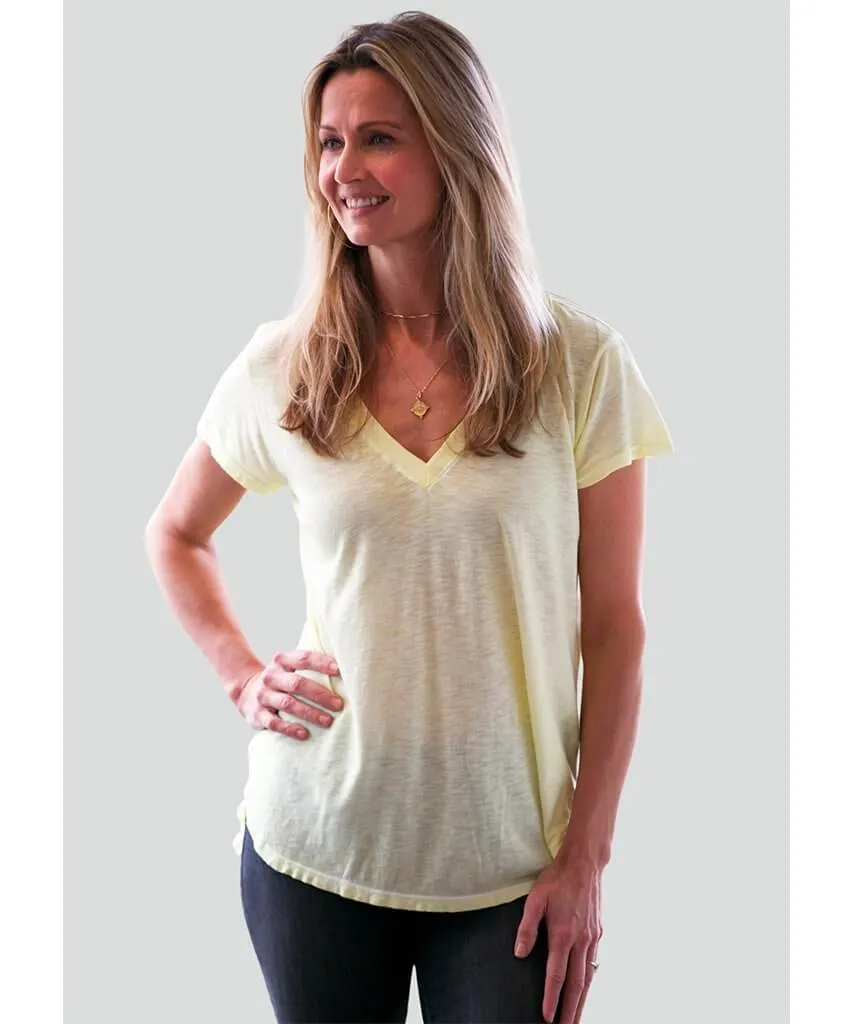 Rib Neck V-Tee Lemon Pop