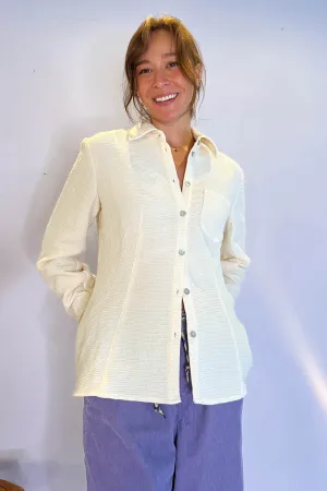 Rye Decker- Waffle Knit Shirt: White