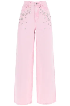 Self Portrait Wide Jeans With Applique Details