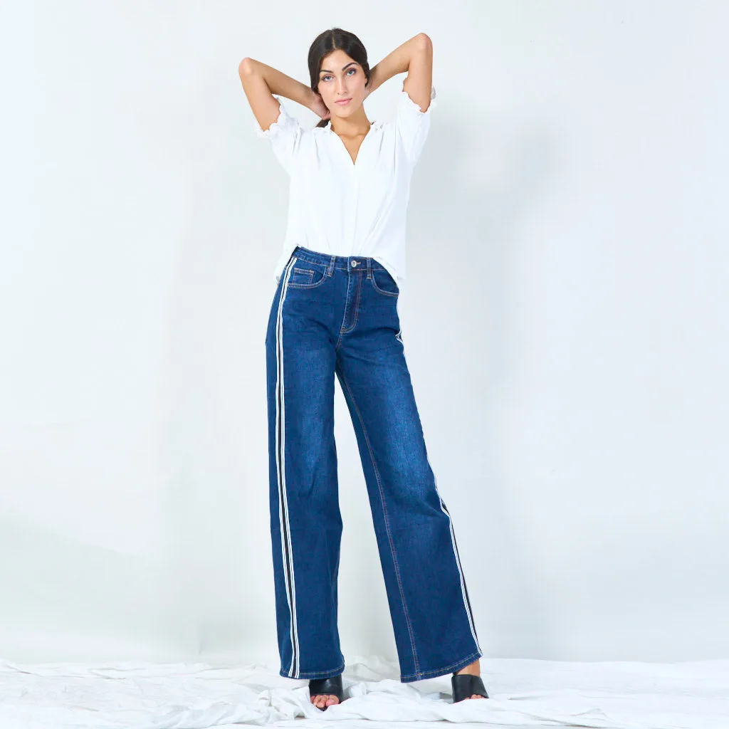 Side-stripe denim jeans wholesale