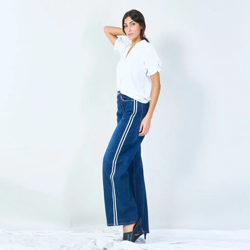 Side-stripe denim jeans wholesale
