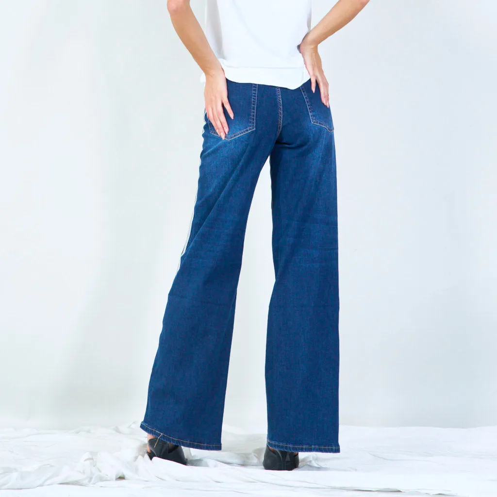Side-stripe denim jeans wholesale
