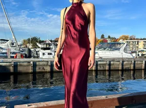 Silk Halter Midi Dress