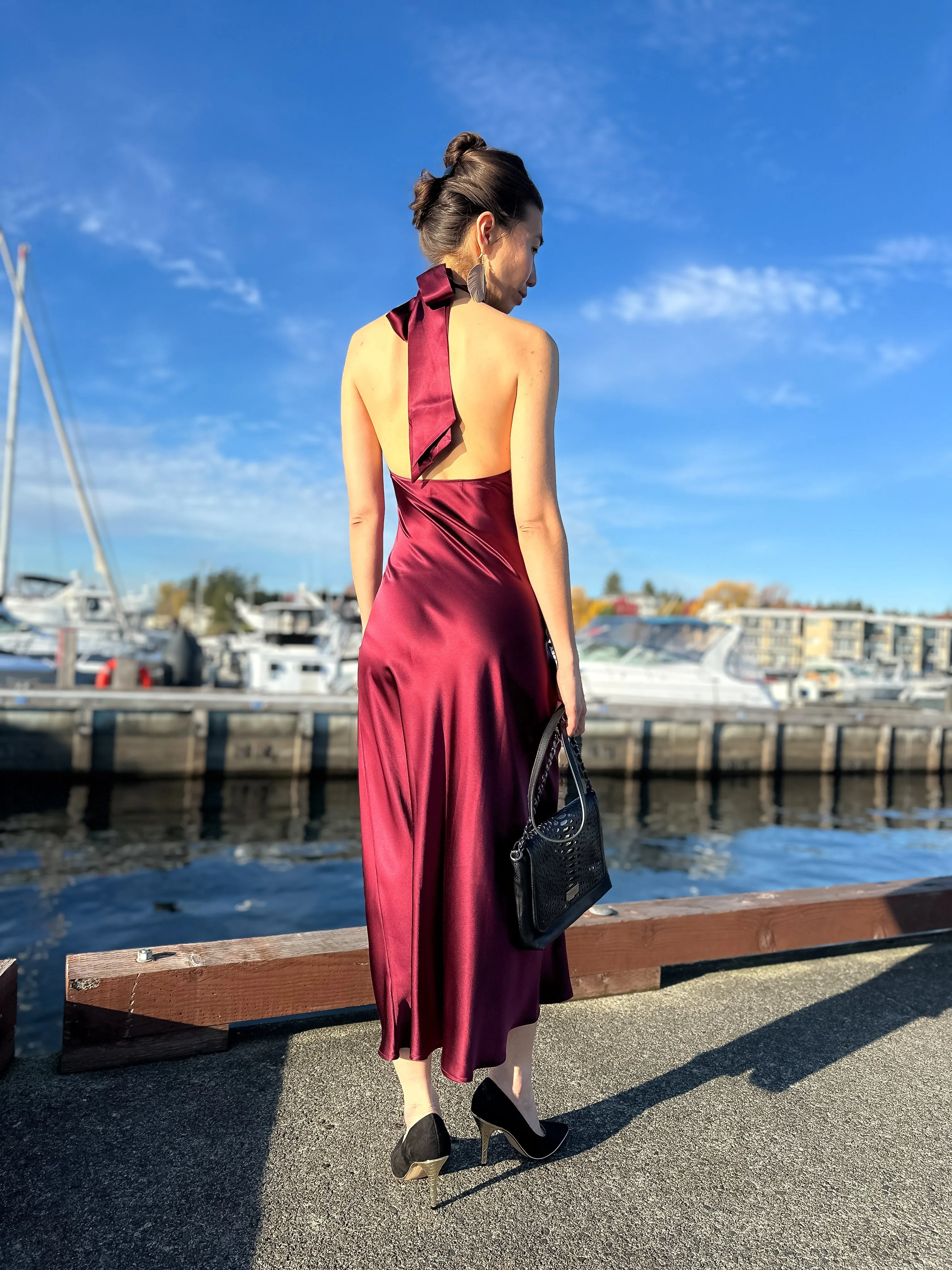 Silk Halter Midi Dress