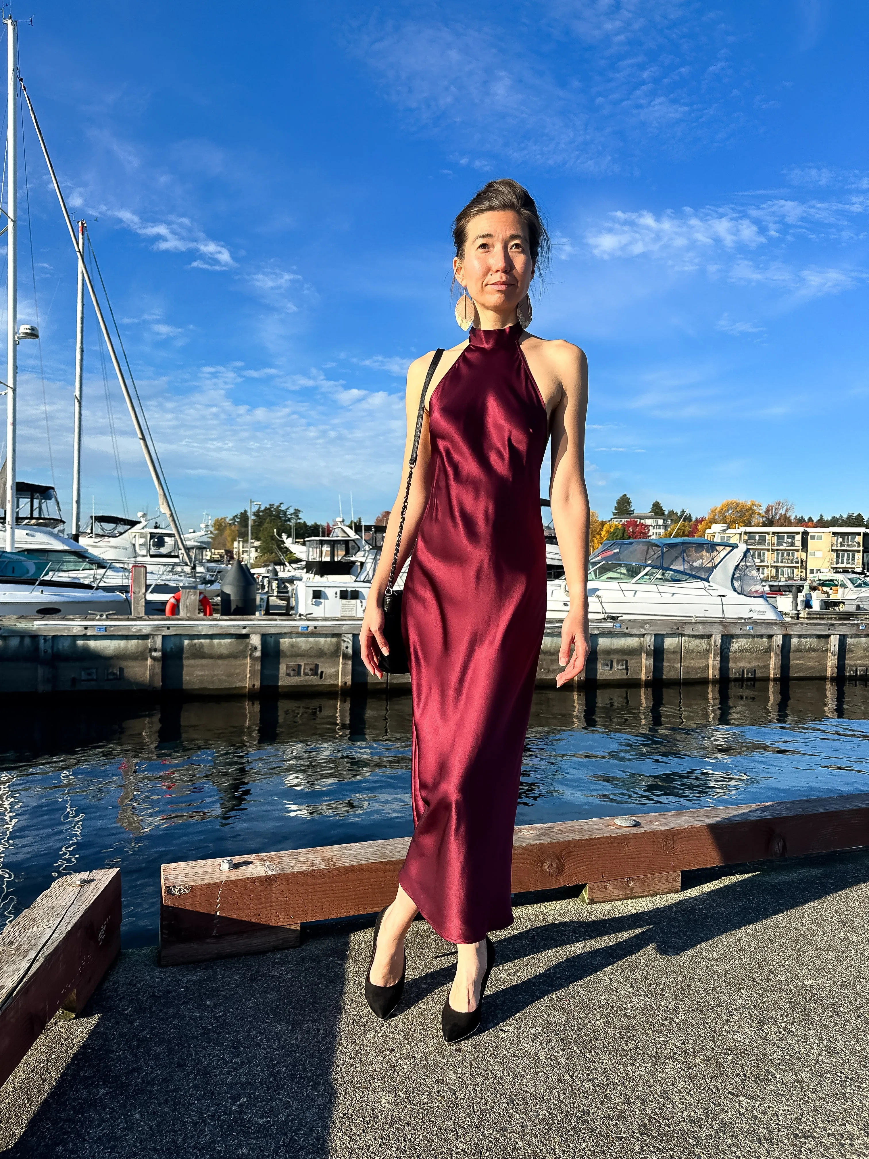 Silk Halter Midi Dress