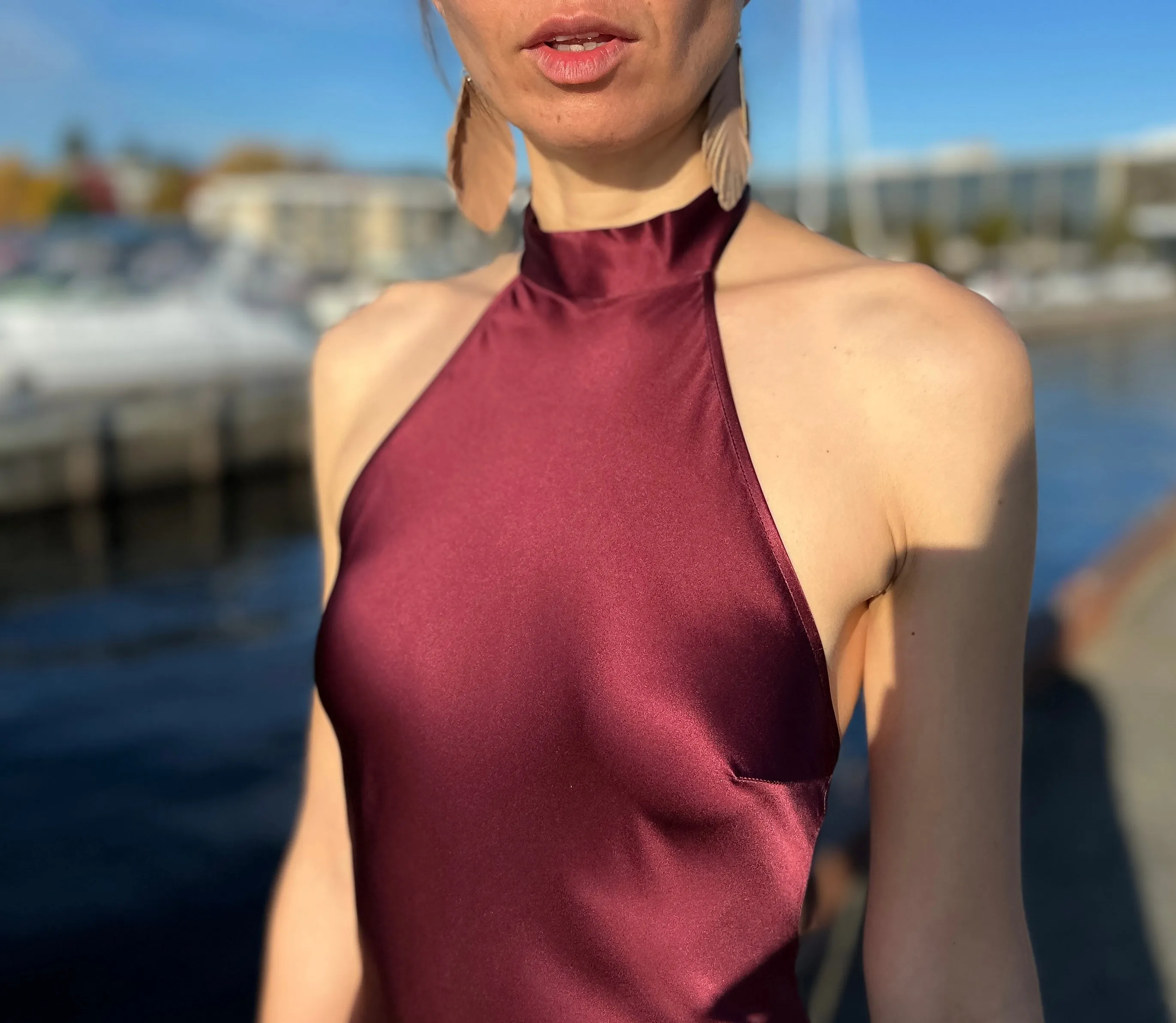 Silk Halter Midi Dress