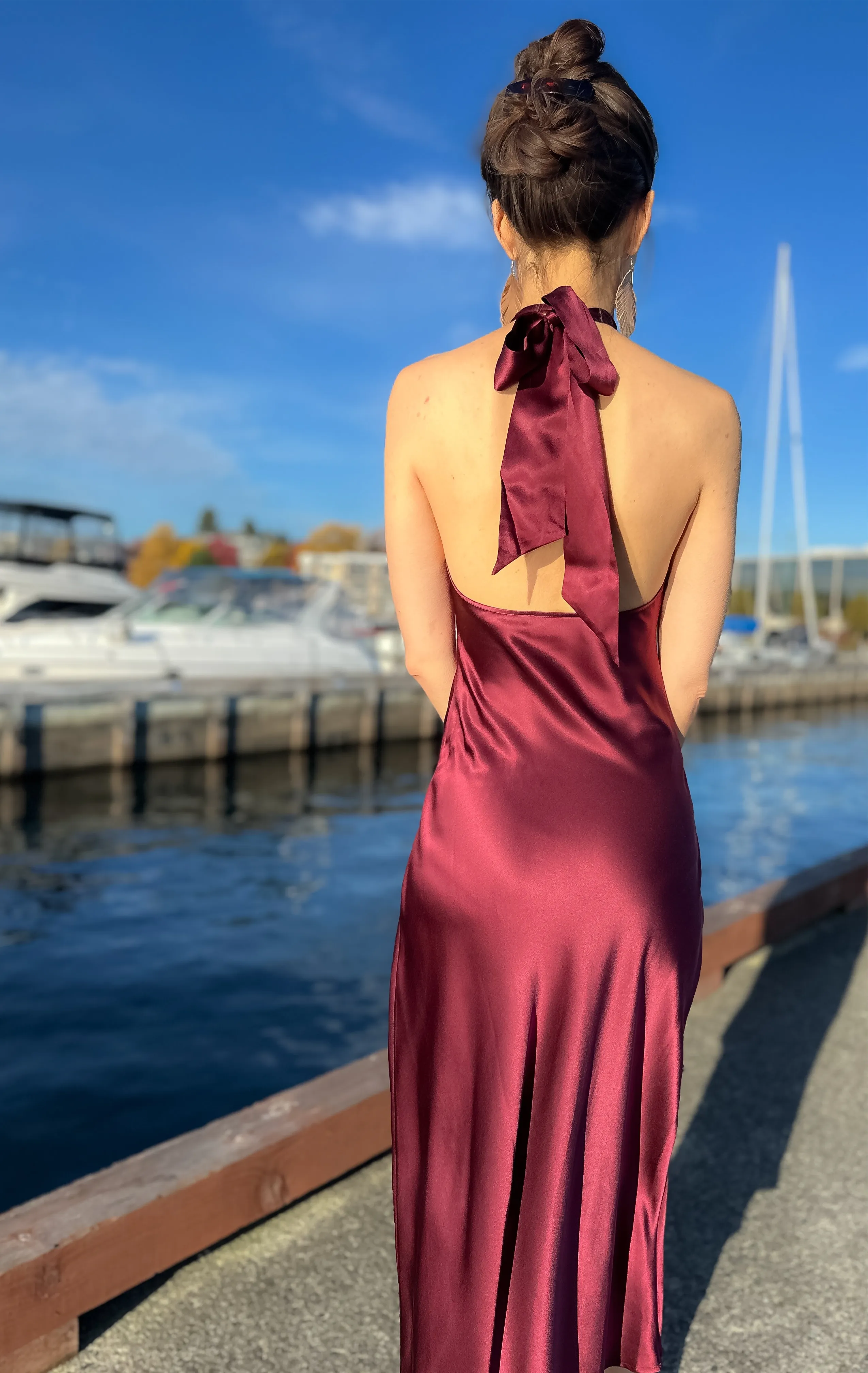 Silk Halter Midi Dress