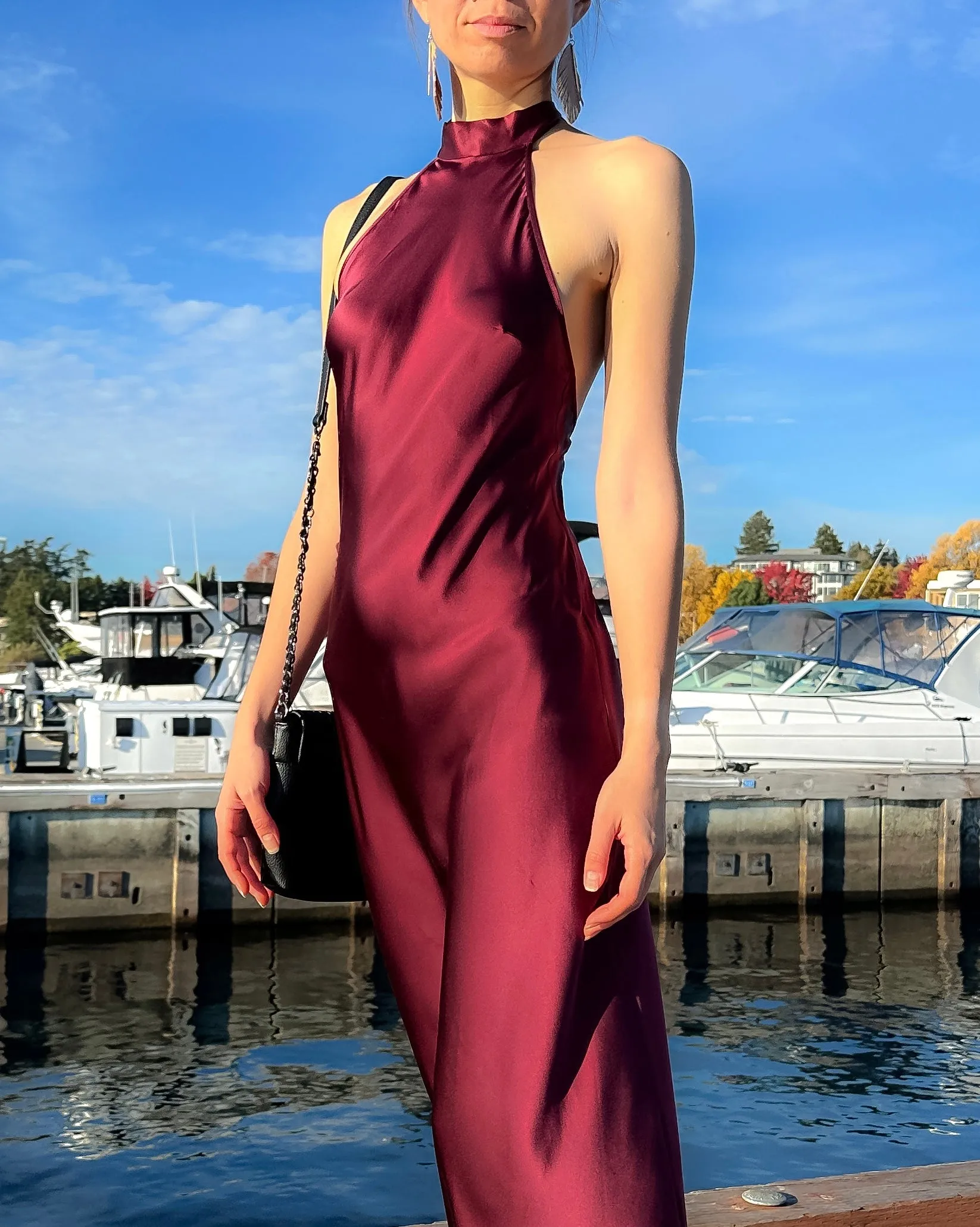 Silk Halter Midi Dress
