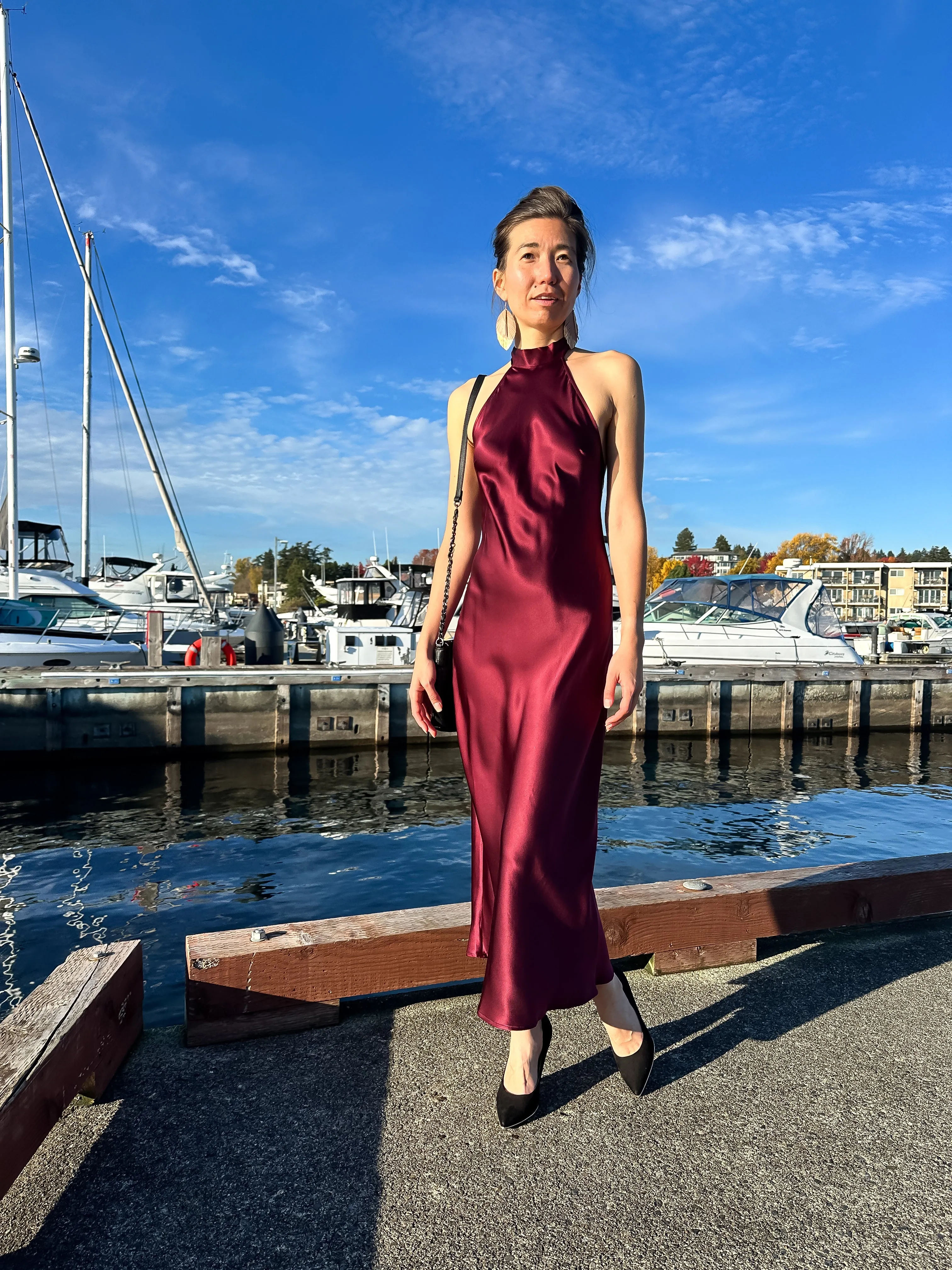 Silk Halter Midi Dress
