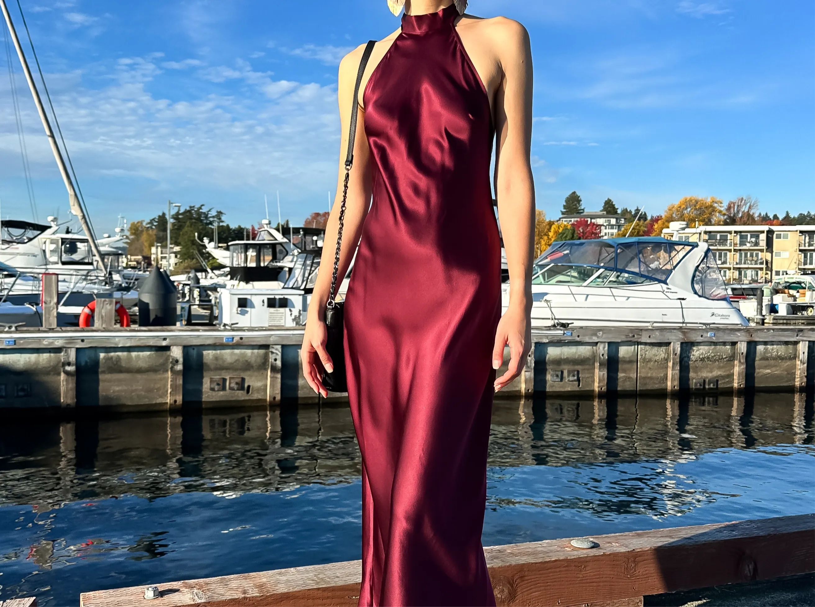Silk Halter Midi Dress
