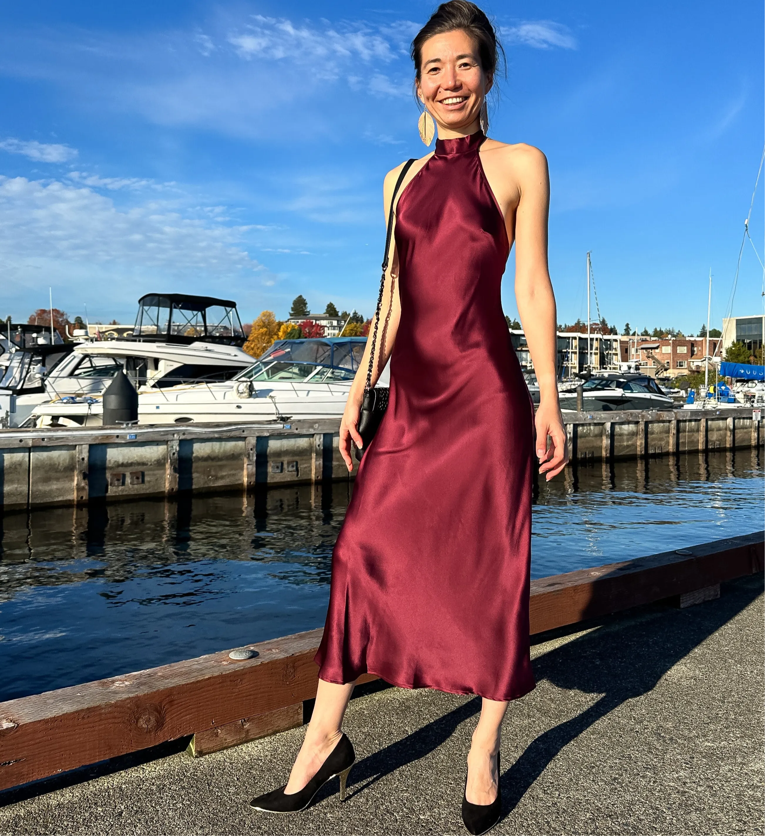 Silk Halter Midi Dress