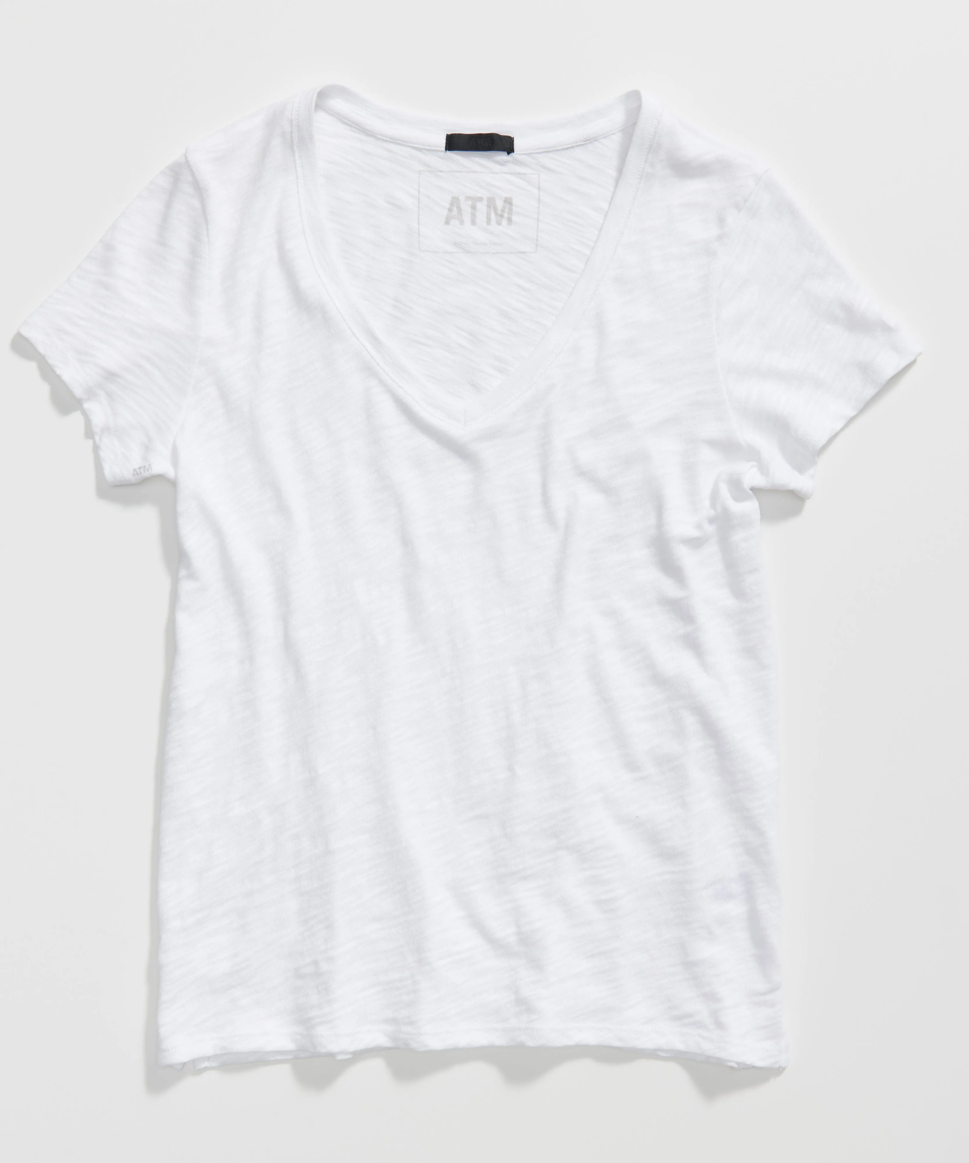 Slub Jersey Schoolboy V-Neck Tee - White
