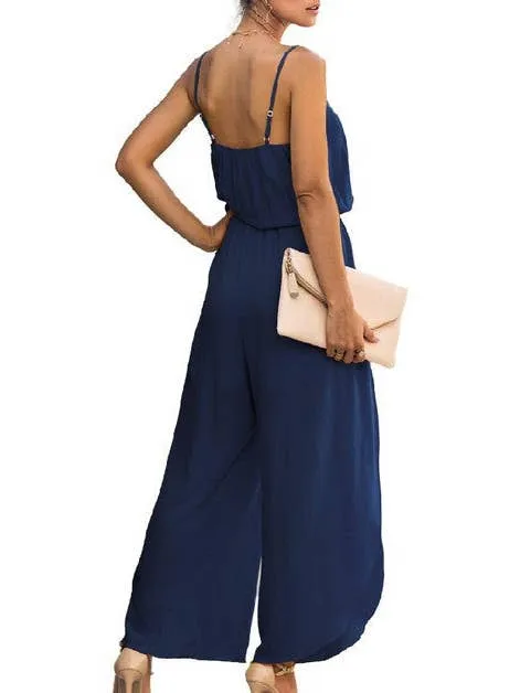 Spaghetti Strap Wide Leg Jumpsuit