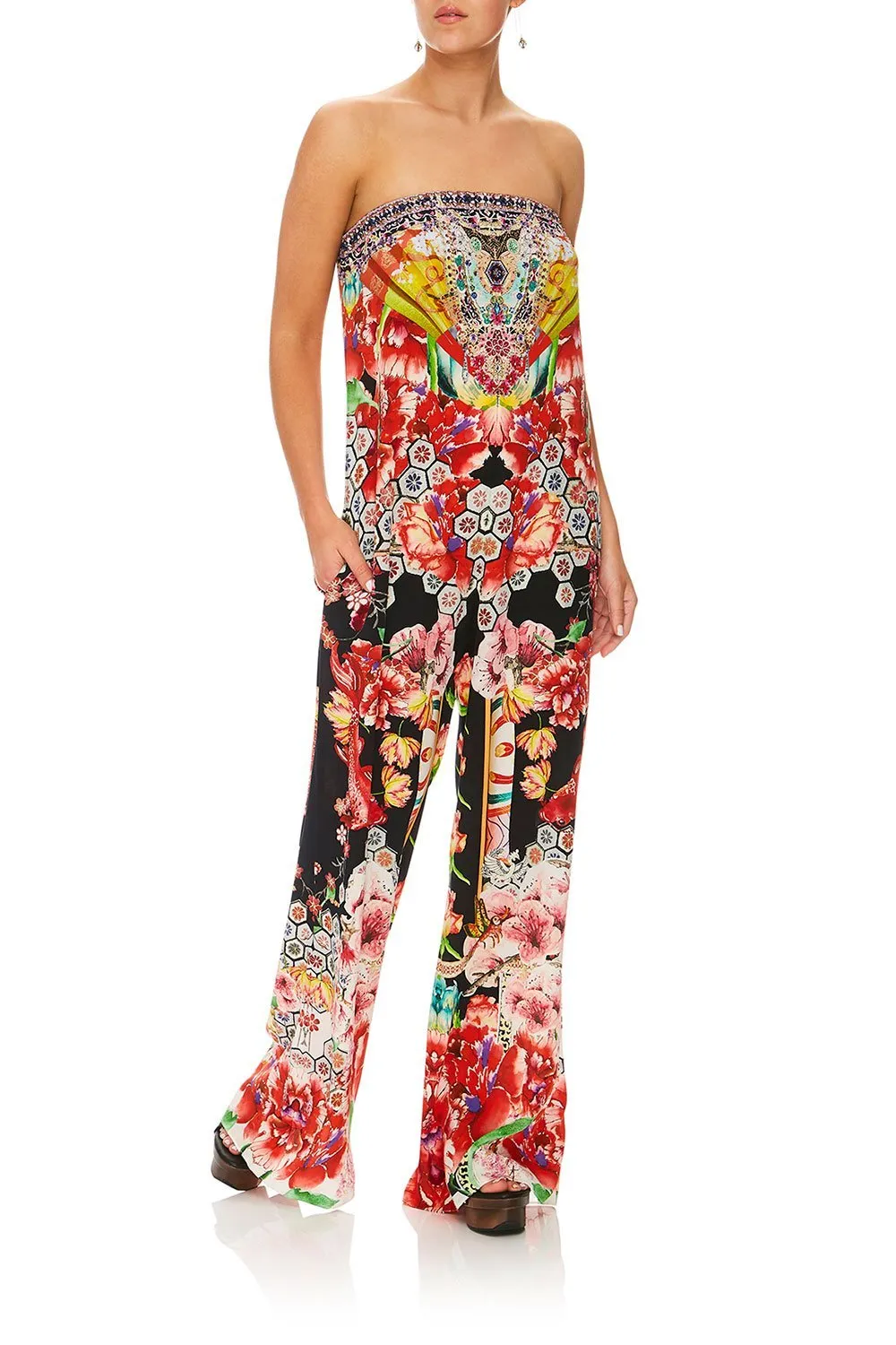 STRAPLESS JUMPSUIT WITH JKT BELT PAINTED LAND