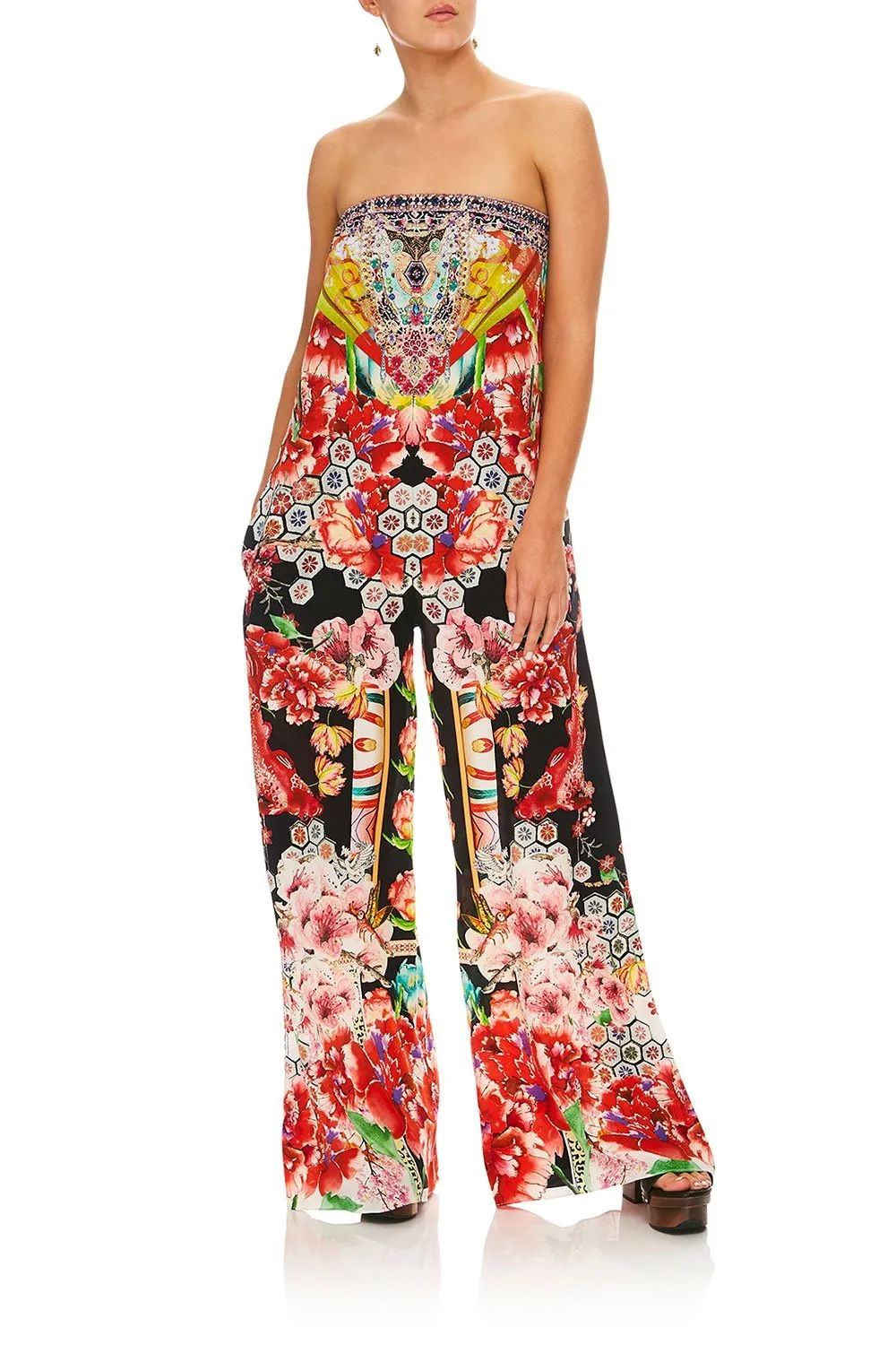 STRAPLESS JUMPSUIT WITH JKT BELT PAINTED LAND