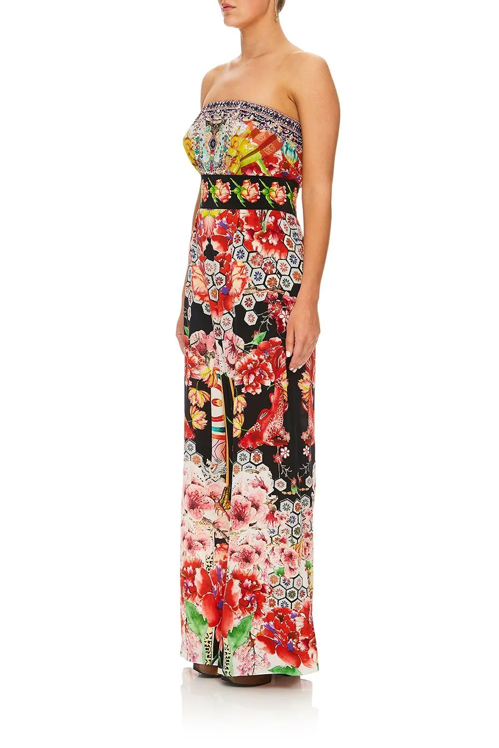 STRAPLESS JUMPSUIT WITH JKT BELT PAINTED LAND