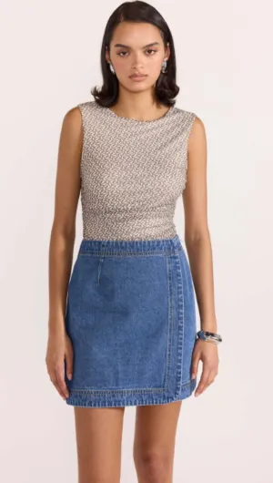 Tate Denim Wrap Skirt Mid-Blue