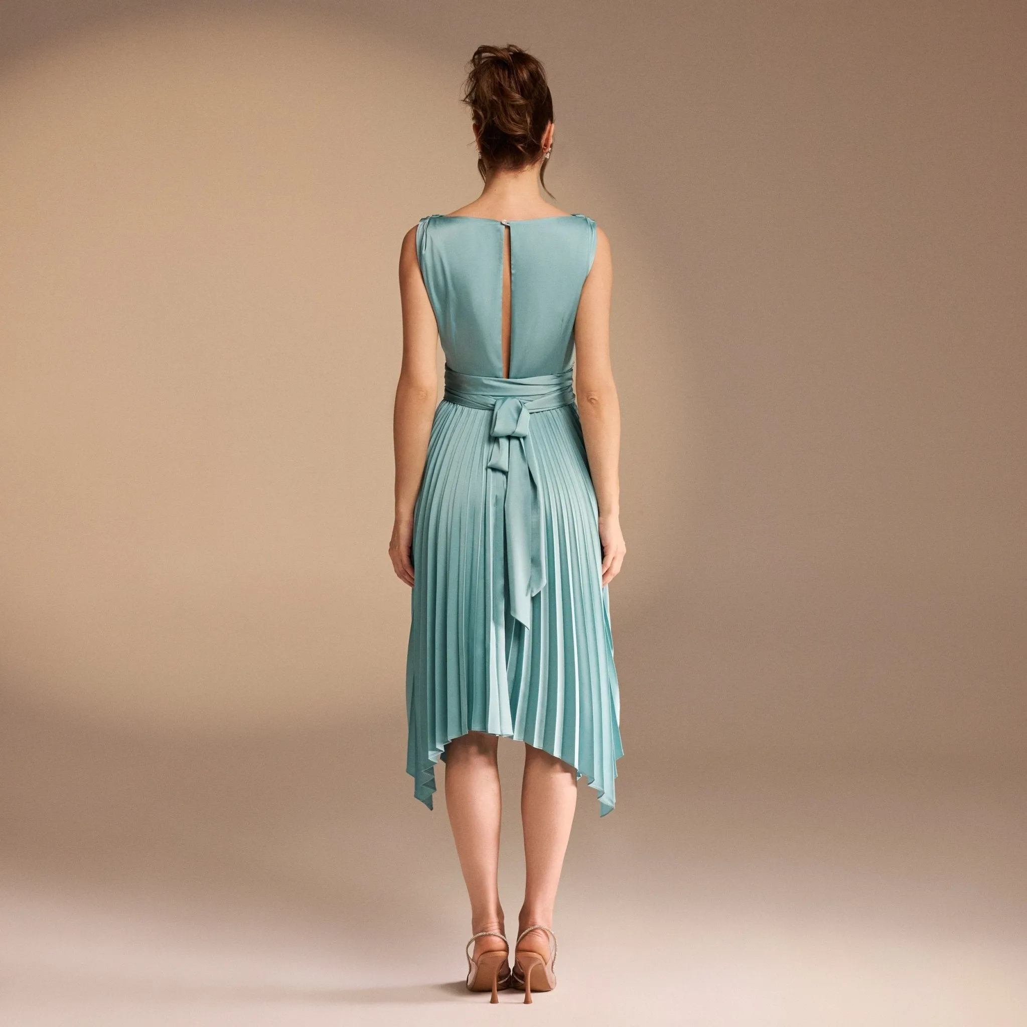 Turquoise Wrap Sleeveless Midi Dress