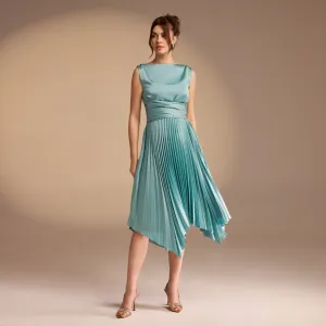Turquoise Wrap Sleeveless Midi Dress