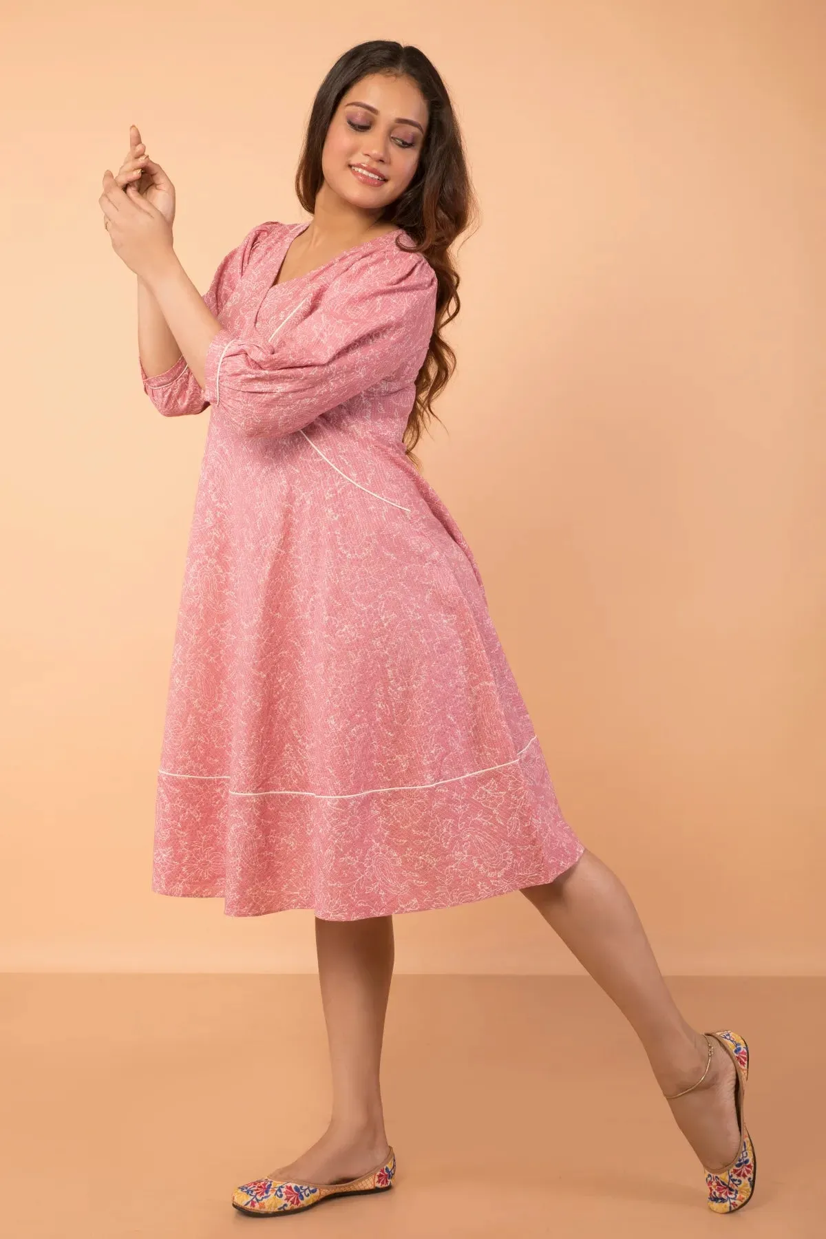 Umbrella Flared Rose Pink Dress