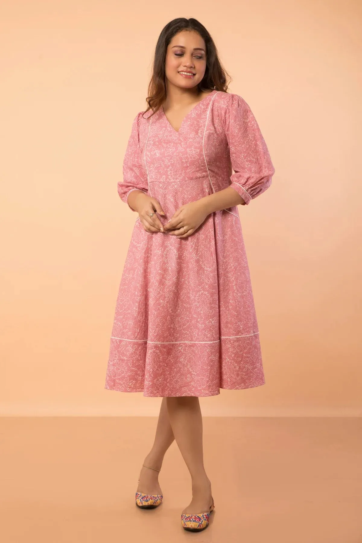 Umbrella Flared Rose Pink Dress