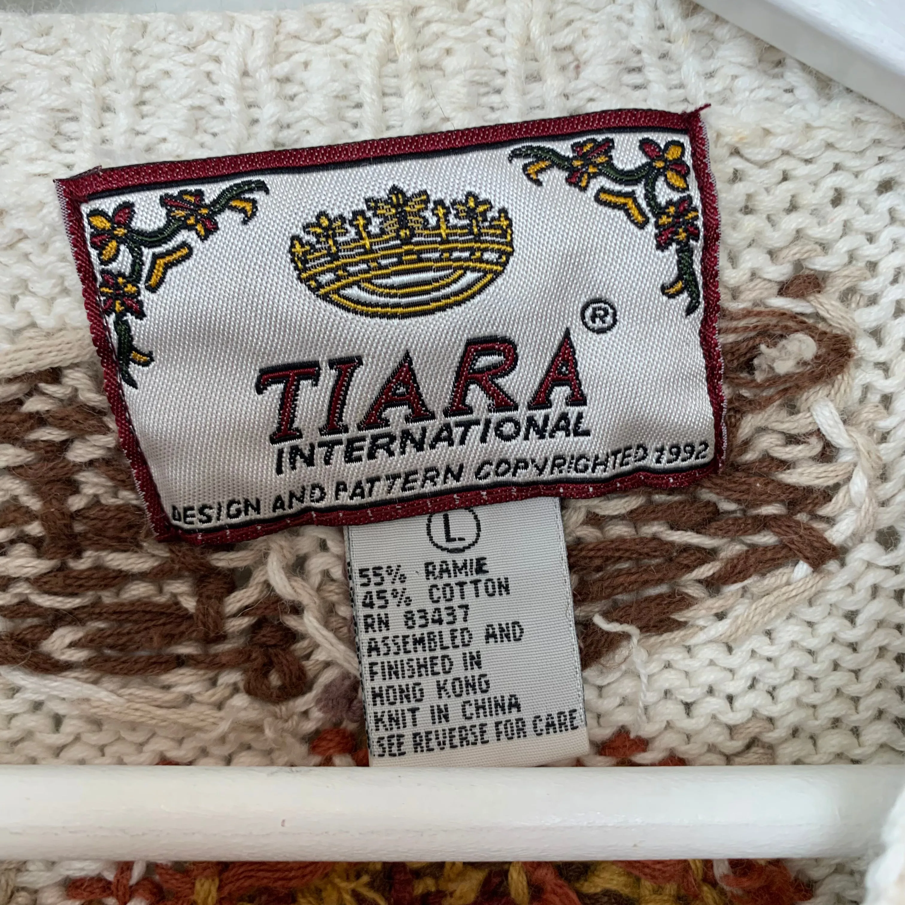 Vintage 90s Tiara Chunky Knit Sweater Earth Tones Large